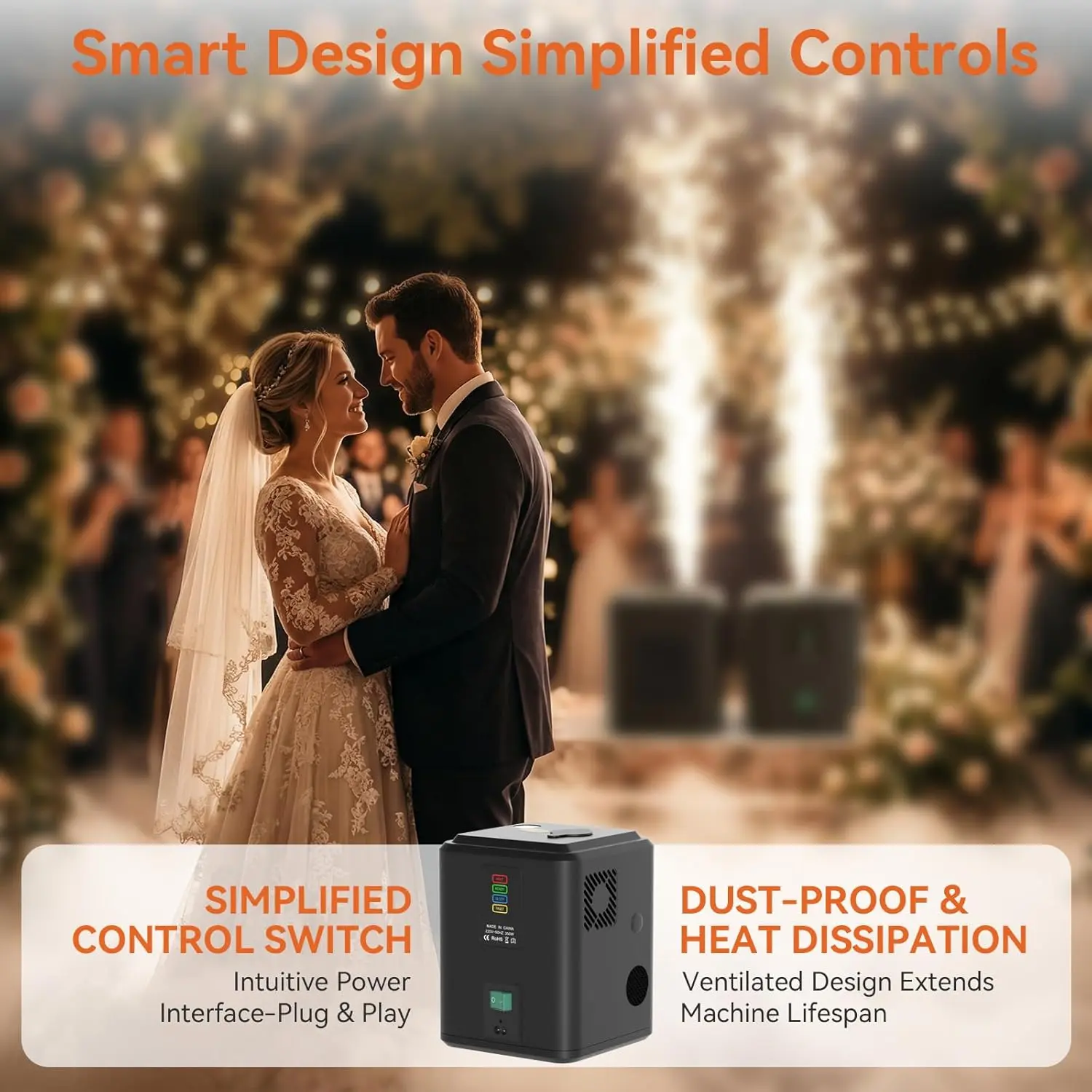 Portable Mini Cold Spark FX Machine - Auto Cut-Off, No DMX, for Stage Events, Weddings, 1 Unit + 10 x 50g Consumables, Festive Party Supplies, Wedding