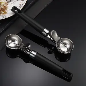 Multifunctional Stainless Steel Ice Cream Scoop — Home-Use Press-Type Melon and Fruit Baller