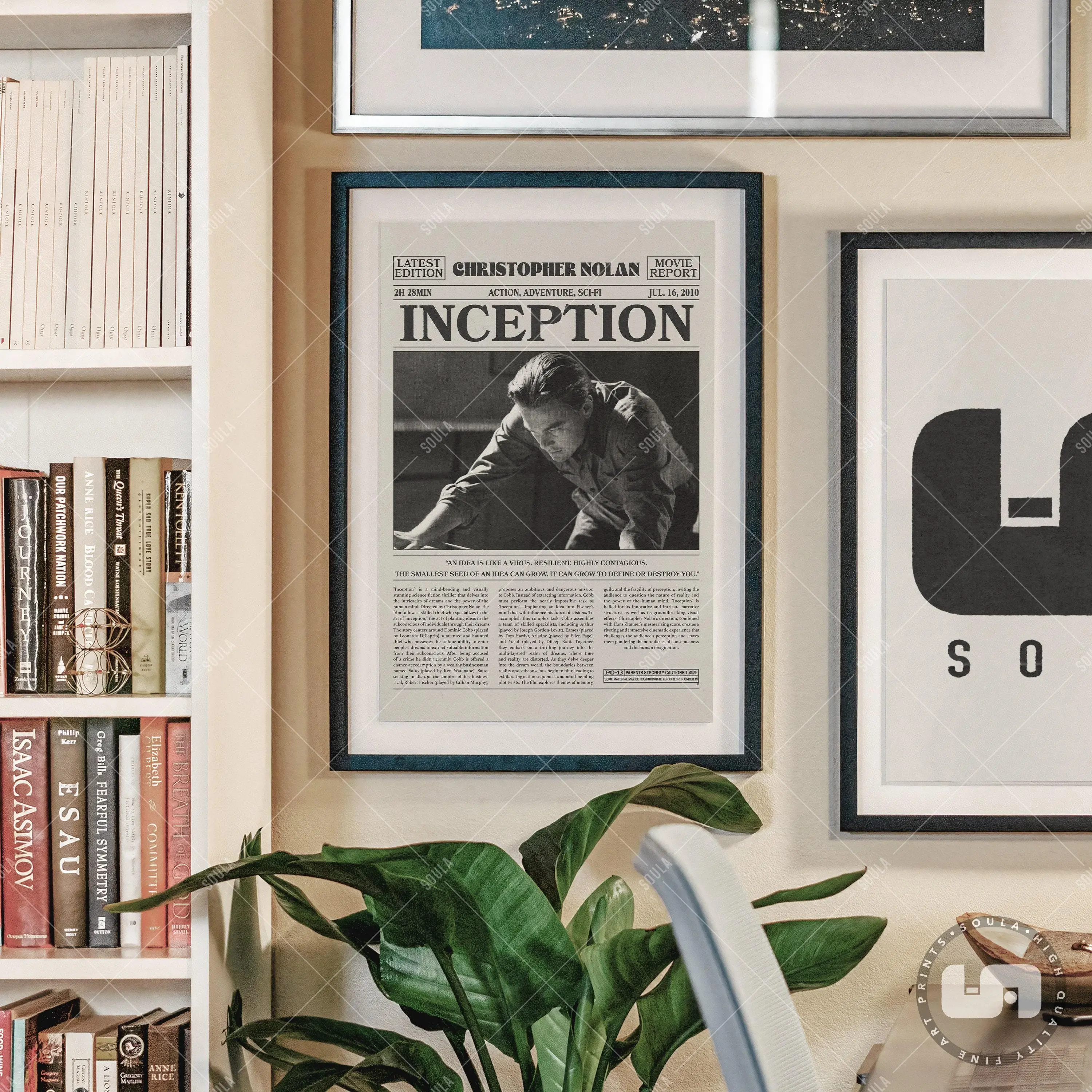 Inception, Christopher Nolan, Retro Newspaper Style Art Print, Black White Wall Art, Vintage Retro Art Print, Custom Movie -Poster Unframed