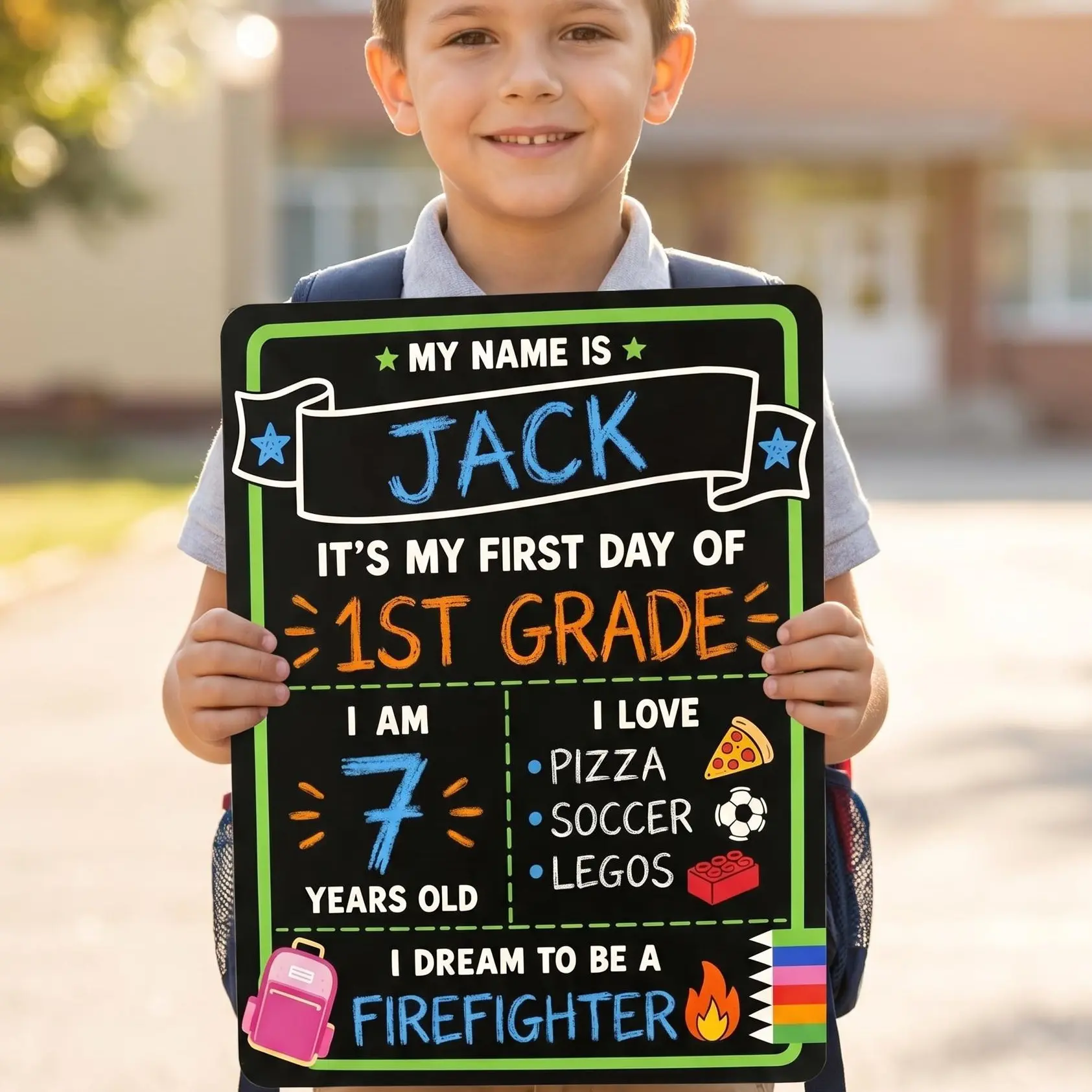 First Day of School Sign Reusable Chalkboard | First & Last Day Photo Board for Kids | Back to School Memory Sign | Photo Prop to Record Memories for Kids