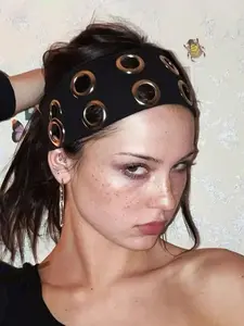 Punk Girl Hollow Out Elastic Hairband, Round, Stylish Women's Headwear, Perfect for Casual Wear & Daily Use, Trendy Accessory for All Seasons