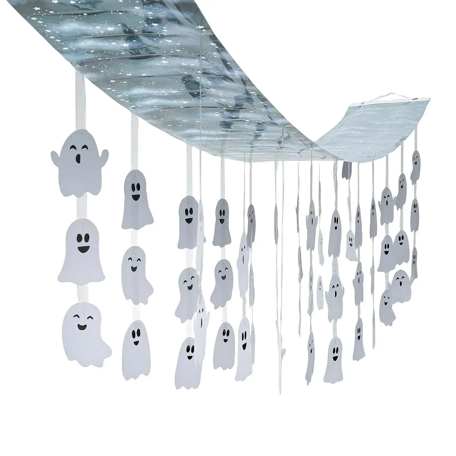 Oriental Trading Halloween Hanging Ghosts Ceiling Decoration, 12 1/2" x 12 ft