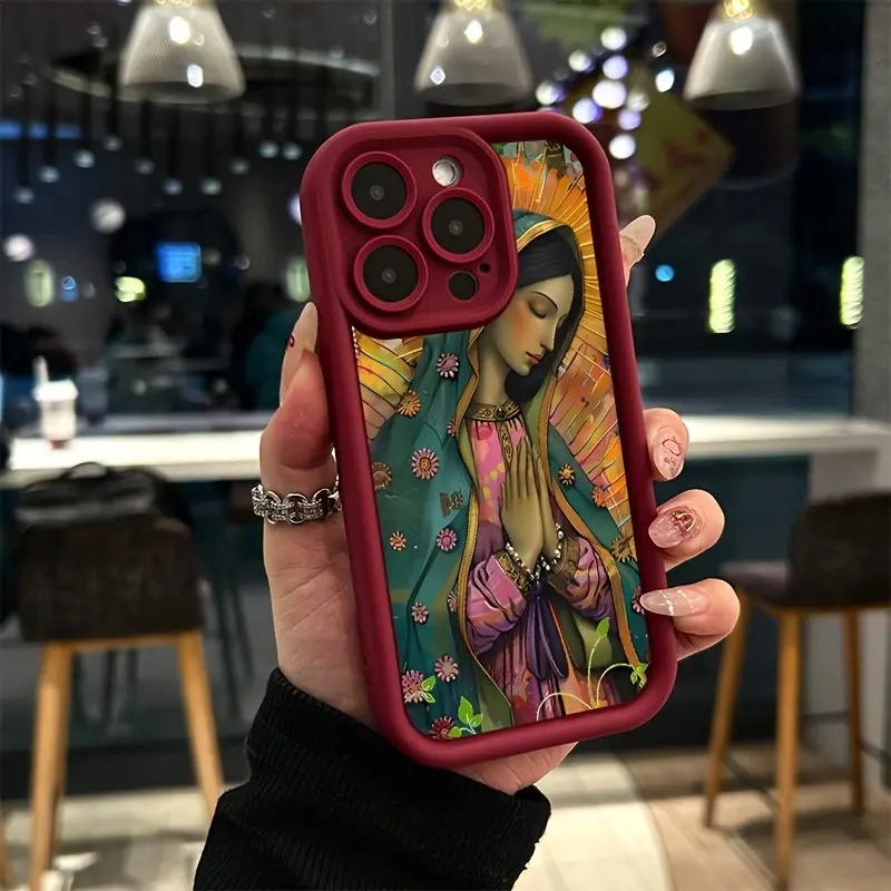 Virgin Mary Design Soft TPU Shell Phone Case - Shockproof Protective Cover with 2D Printing, Lens Protection - Compatible with iPhone 17 Pro Max Line, 16, 16e, 15, 14 Plus, 13, 12 Mini, 11, Air, X, XS - Mobile Phone Accessories