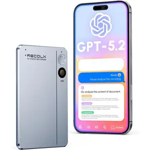 AI Voice Recorder & Transcriber with GPT-5.2 Analysis - 30-Hour Recording, 112-Language Speech-to-Text & Auto Summary for Meetings, Lectures & Interviews,  Grey