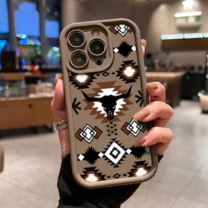 Vintage Western Cowboy Pattern Phone Case, Soft Silicone,Fully Protected and Shockproof For iPhone 17 16 15 Pro Max 14 13 12 11 X Plus Air Pink Girl Mini Dios