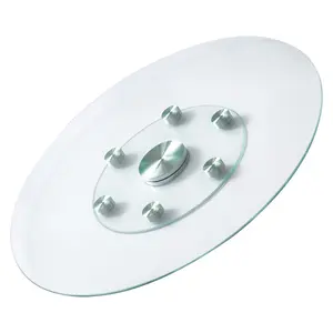 VEVOR 30 in Glass Lazy Susan Turntable,  Tempered Glass Dining Table Centerpiece with 6 Rotating Wheels, 360° Smooth and Silent Spin Tabletop Rotating Tray, for Family Gatherings, Banquets & Weddings