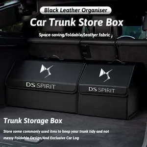 Car Emblem Leather Trunk Storage Box Portable Foldable Multiuse Organizer Bag Tool Auto Interior Accessories For DS SPIRIT DS3 DS4 DS4S DS5 5LS DS6 DS7 DS9 WILD RUBIS E-Tense DIVINEDS
