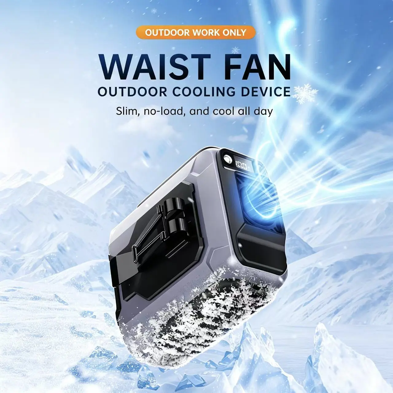 Portable Waist Fan, 3600mAh Rechargeable Wearable Fan, 4-in-1 Waist Clip Fan with 5 Speeds up to 15000RPM, Hands-Free Belt/Neck/Desktop Fan for Outdoor Work, Camping & Travel