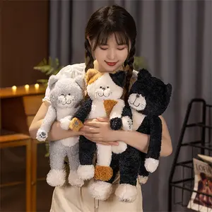 Teami Cat Plush Toy Doll, Soft Puffy Stuffed Animal, Three-Color Cats, Perfect Home Decor, Ideal Valentine's Day Gift