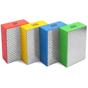 4 Pack Diamond Hand Polishing Pads Set for Sanding Ceramics Glass Tile Concrete Stone Marble Granite,60#,100#,200#,400# (Plane),Christmas Party Gifts,Hand Tools Kits