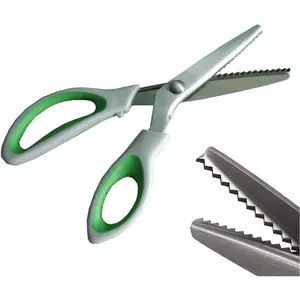 Green Pinking Shears Comfort Grips Crafts Zig Zag Cut Sewing ,Professional Handheld Dressmaking