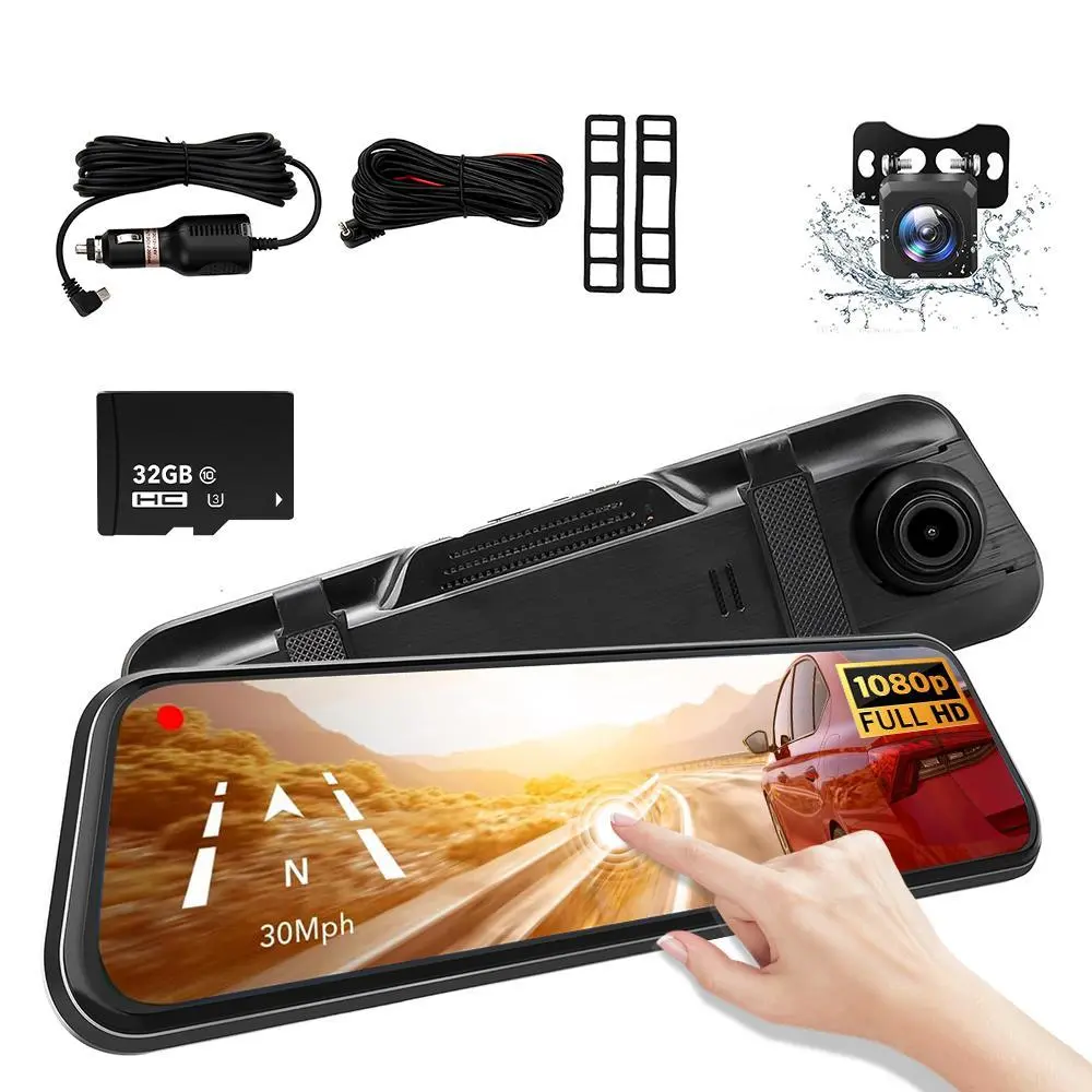 【BacktoSchool】Car Dashcam - 10-Inch Touch Screen, 1080P HD Waterproof Dual Front-Rear Camera, Interior Camera, Photo Mode, AVI Format, Gravity Sensor, Rear Assist Lines, Vehicle Accessories, 1*Camera