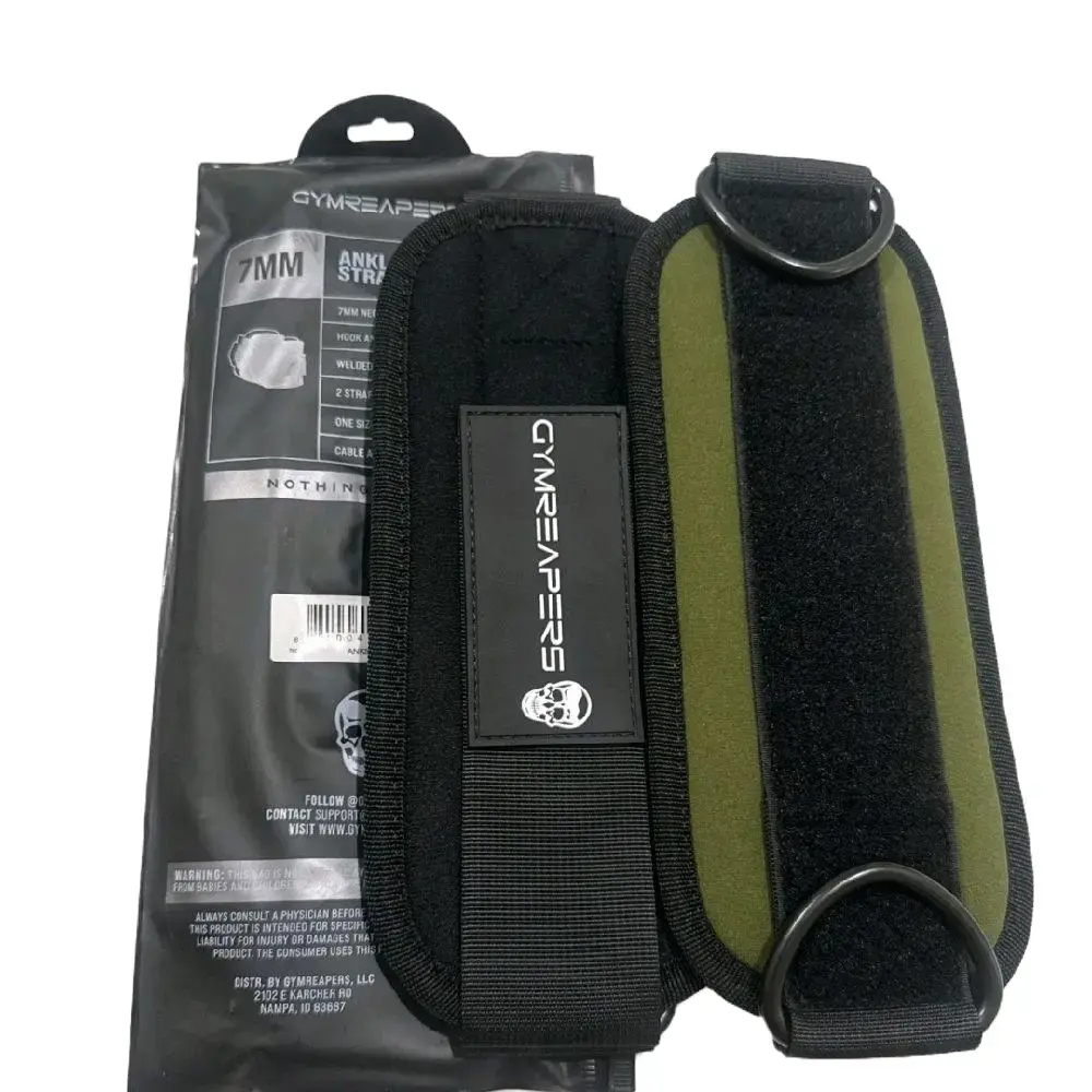 Adjustable Neoprene-Padded Ankle Straps for Cable Machine, Ranger Green Pair