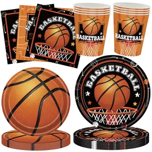 80 Piece Basketball Party Supplies Set, Paper Plates Napkins Sports Theme Cake Dessert Utensils, Birthday Party Decorations Team Party 20 People