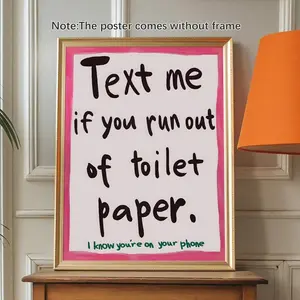 1pc Bathroom Wall Decor, Vintage Humorous Posters, Canvas Wall Poster, Funny Bathroom Art, Typography Posters, Aesthetic Print, Dopamine Decor, Posters Art,Bedroom Living Room Hallway Decoration,Pink Wall Arts,Quotes Wall Art Decorative Murals, Home Decor