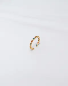 Rainbow Baguette Stone Ring