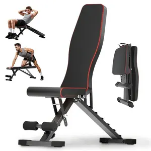 Foldable Multifunctional Dumbbell Bench for Home Use, Stable Weight Training Bench with Extended-Widened Backrest, Multi-Gear Adjustable Incline Indoor Strength Fitness Equipment