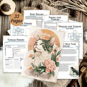 Familiar Bonding Guided Journal & Spiritual Notebook - 33-Page Grimoire for Witchcraft Practice, Daily Tarot Spread, Meditation Log & Animal Spirit Companion Finder,  Witch Journal