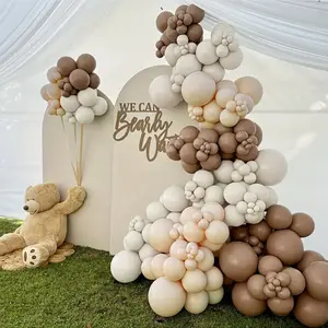 113pcs Coffee Sand White Skin Latex Balloons Garland Arch Kit for Engagement Wedding Birthday Party Background Decor Supplies Brown