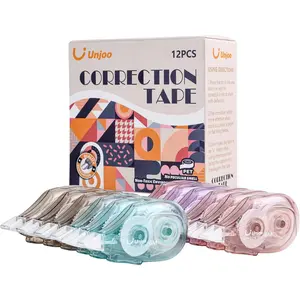 White Correction Tape Dispenser 12-Count Pack, Easy To Use Applicator, Fast Clean Tear-Resistant Tape for School Supplies Office, 6M 4 Colors, 0.2in Tape Width