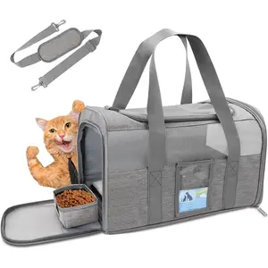 Carrier for Large Cats 20 lbs, Medium  Under 25 lbs,  Carriers for Small Dogs, Soft Travel Pet Carrier for 2 Cats Small Dogs, Grey