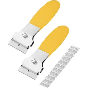 - Razor  Scraper Set, 2 Pack, Yellow, Locking Razor Scraper Set with 10 Extra Carbon Steel , Window Scraper Tool, Glass Scraper ,  Scraper  Scraper for Cleaning