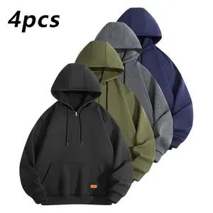Men's Autumn Winter Thick Fleece Lined Half Zip Hoodie with Drawstring Adjustable Hat Large Pocket & Half Zipper Design Comfortable Warm Polyester Fabric for Business Everyday Travel Tourism