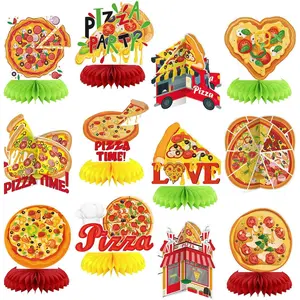 12 Pcs Pizza Theme Party Decorations Honeycomb Table Centerpieces for Home Office Birthday Party Decor Supplies