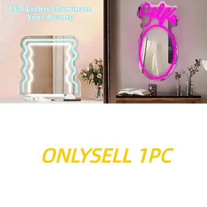 Adjustable Brightness Neon Light USB Powered, LED Mirror Wall Art Decor, Versatile Use, Halloween Christmas Birthday Gift, Girls Room Beauty Salon Vanity, Wall Mounted Mirror