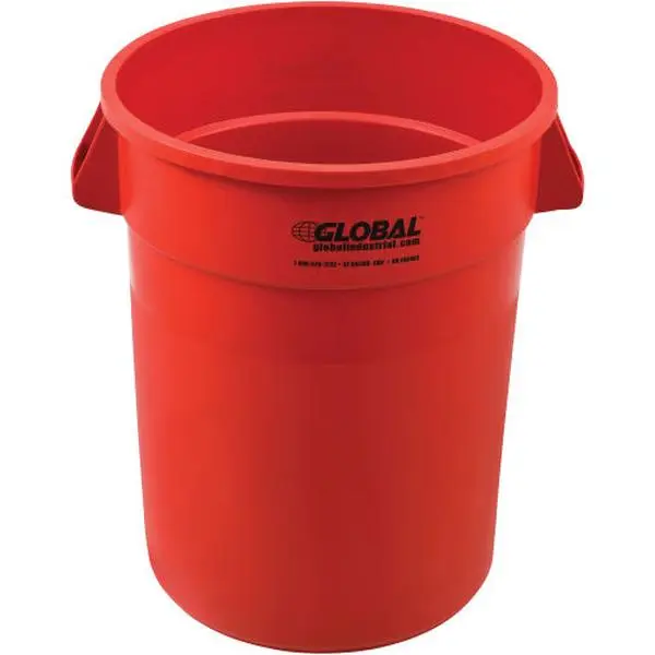 Global Industries 240460RD Seamless Plastic Cleaning Trash Container - 32gal, Red, Leakproof Seal, Nestable, 8.4 lbs Home Care Supplies Bin