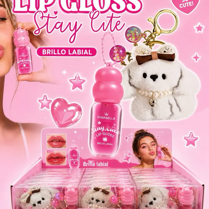 Lipgloss llavero de perrito peluche