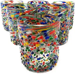 Confetti Rock Tumbler Glasses - Set of 6 (10 oz each)
