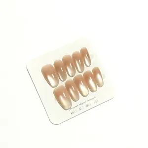 Pink Nude Gradient Press On Nails | Daily Wear Nails | 10Pcs Long Oval False Nails | Gradient Glossy Finish | Easy to Apply, Natural & Comfortable | Elegant Nail Art for Daily & Business Use