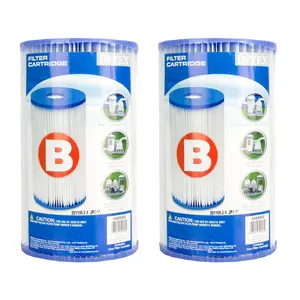 Intex 29005E Swimming Pool Type B Replacement Filter Pump Cartridge, (2 Pack)