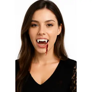Realistic Vampire Fangs with Putty Kit for Halloween