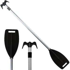 Canoe Paddle, Telescoping Canoe Paddles and Boat Hook, Black, Extend from 3.75 Ft. (45-inch) to 6 Ft.(72-inch),  Shaft, Reinforced  & Hook, Lightweight