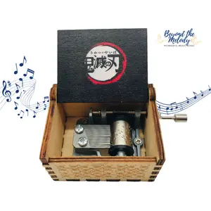 Beyond The Melody Demon Slayer. Wooden Music Box Hand-Cranked Musical Keepsake for Kids & Travel Lovers Eco-Friendly & Compact Design