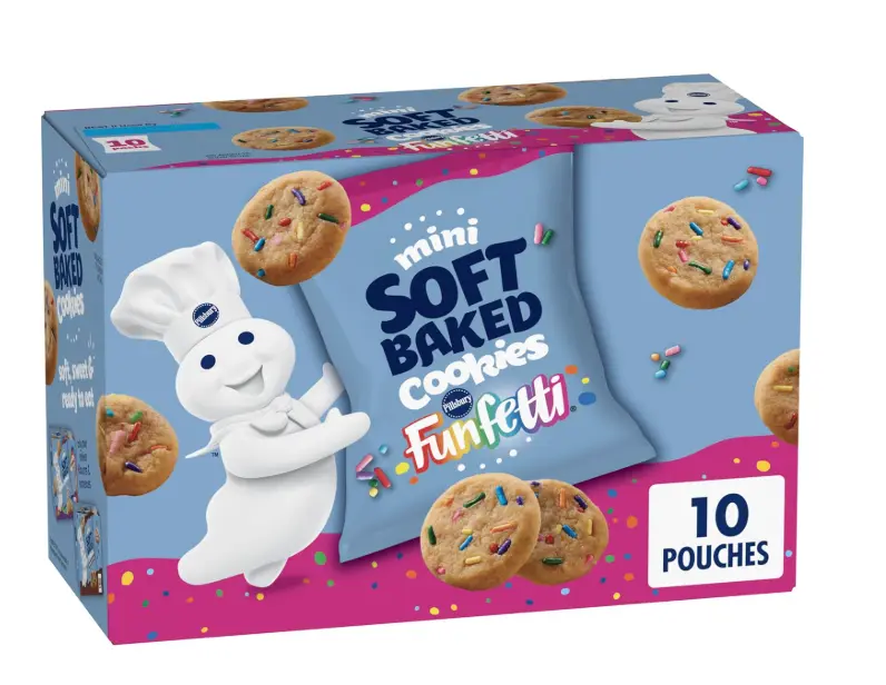 Pillsbury Mini Soft Baked Cookies, Funfetti, Snack Bags, 10 Ct, 10 oz