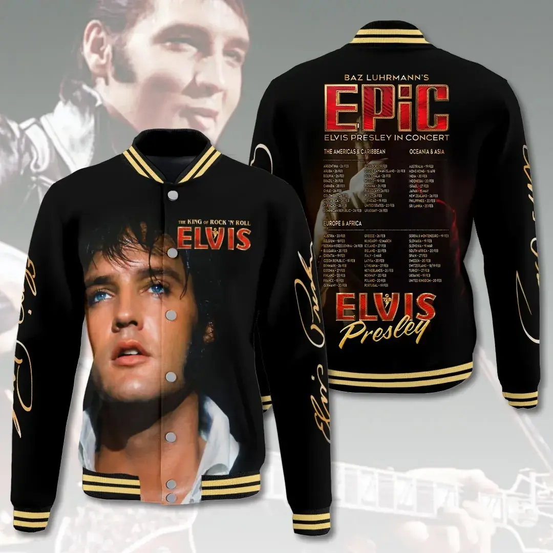 Elvis Presley Concert EPIC World Tour 2026 Baseball Jacket Elvis Presley Merch Ideas For Fans HG