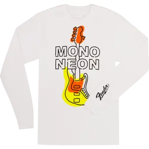 Fender Guitars Mono Neon Geo Bass Long/Sleeve T-Shirt, White, M, Medium