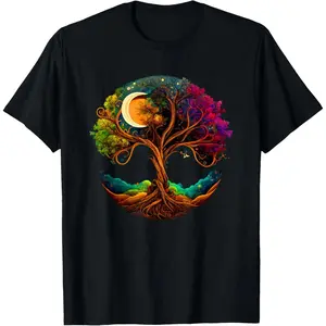 Cotton Moon Phases Tree of Life T-Shirt