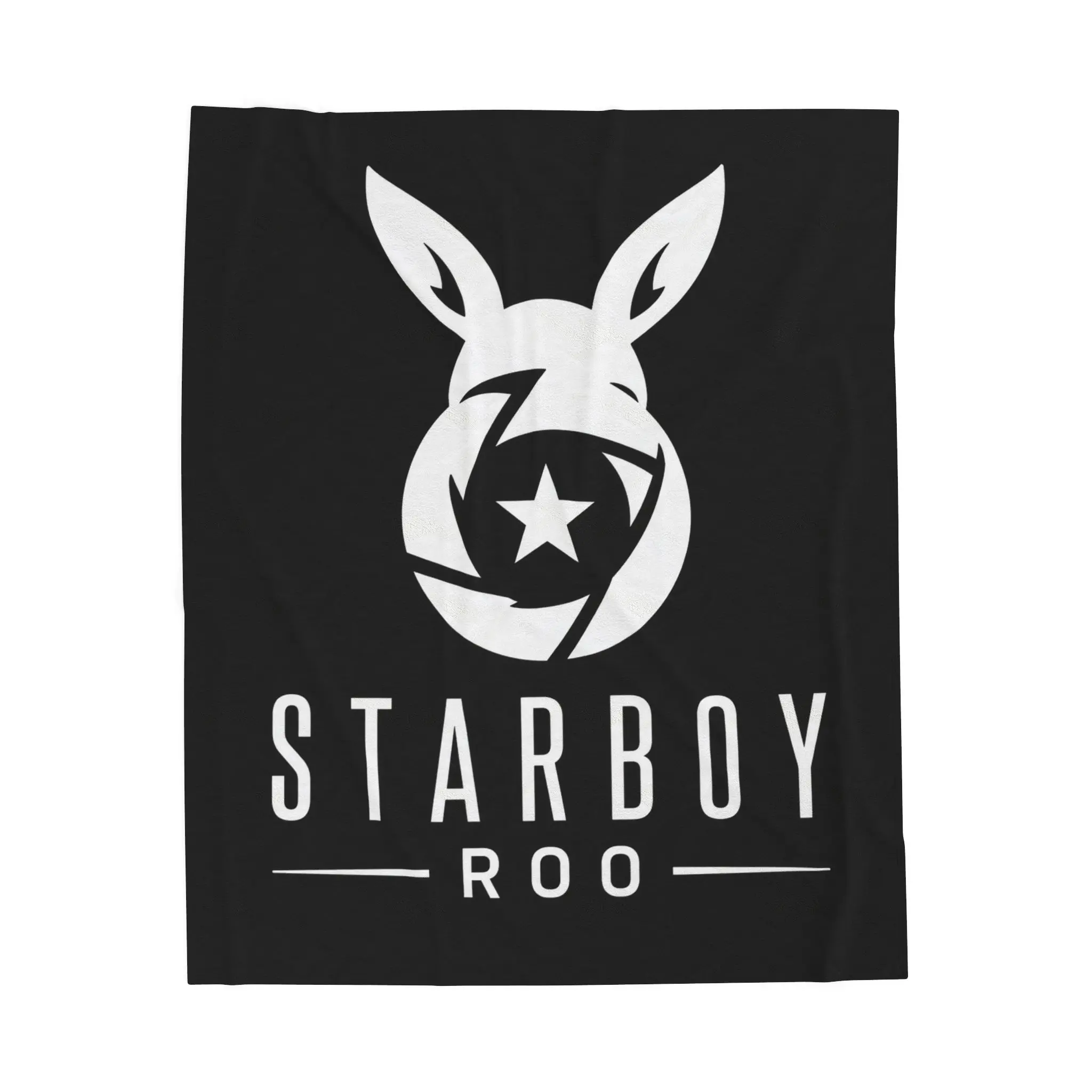 Starboy Roo Logo Velveteen Plush Blanket, Polyester Velvet, Double-Stitched for Cozy Nights, Kangaroo Star Graphic for Rebellious Look