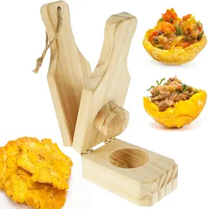 Banana Smasher Maker Wooden Tostones Press with Handle - Portable Plantain Press for Easy Storage and Fried Plantains