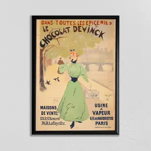 Home Decor, Food Poster, Retro Advertisement Print, Vintage French Poster, Chocolat Devinck, Food Print, Kitchen Art, 1930s Art Unframed, Room Decor