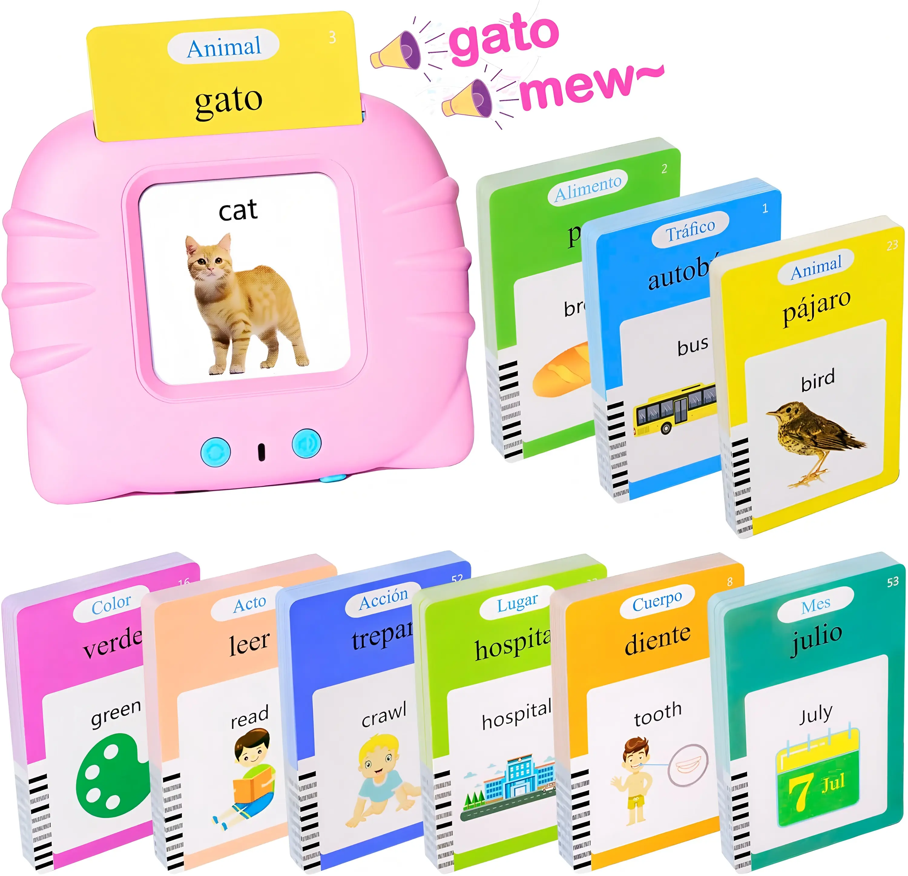 KIDGENIUS Talking Sight Word Flash Cards - 224 Playful Sound Study Cards, Travel Educational Toys for Toddlers 2-8, Ideal Birthday Gift, Sight Word Flashcards, Flash Cards For Studying, English Cards