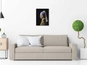 Wieco Art The Girl with a Pearl Earring by Jan Vermeer Oil Paintings Reproduction Canvas Print HD Prints Artwork for Home & Office Decoration 12*16 inch,No Frame