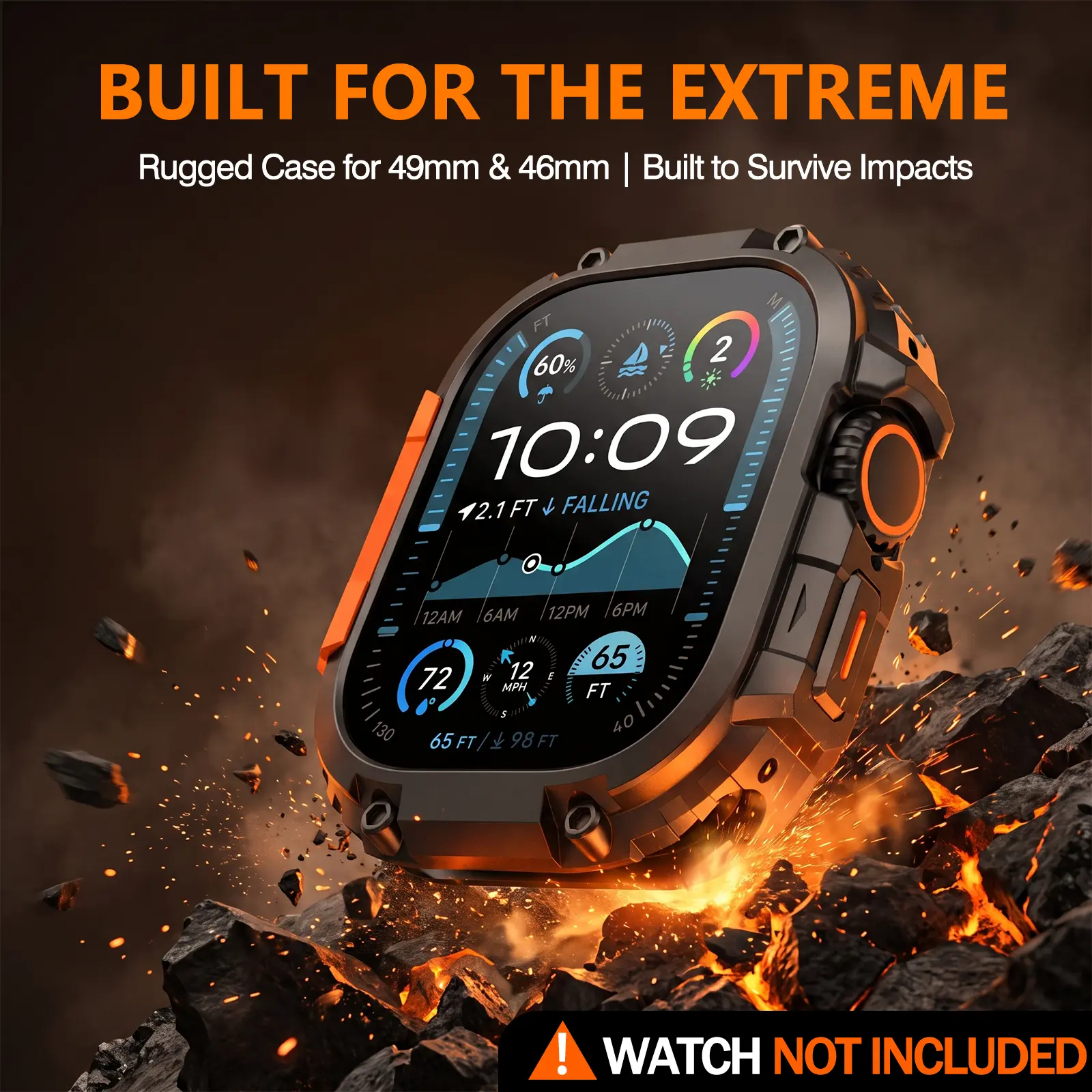 VMYLAN Heavy-Duty Mechanical Armor Shell - Rugged Zinc Alloy Bumper Frame, Military-Grade Shockproof Wearable Accessory, Tactical Metal Screen Protector, Premium Protection Cover for 49mm Ultra 4/3/2/1 & 46mm Series 11/10 Smart Watches