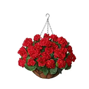 1-2 sets of hanging basket flower festival decorations, UV-resistant, resembling real artificial plants. Suitable for outdoor decoration in spring and summer. The realistic flowers, with colorful morning glories and eucalyptus for sun protection, are very