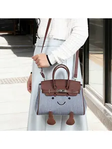 New Cute Cartoon Shoulder Bag, Platinum Color Crossbody Bag, High-End Large Capacity, Office Commute Handbag, Kelly Style