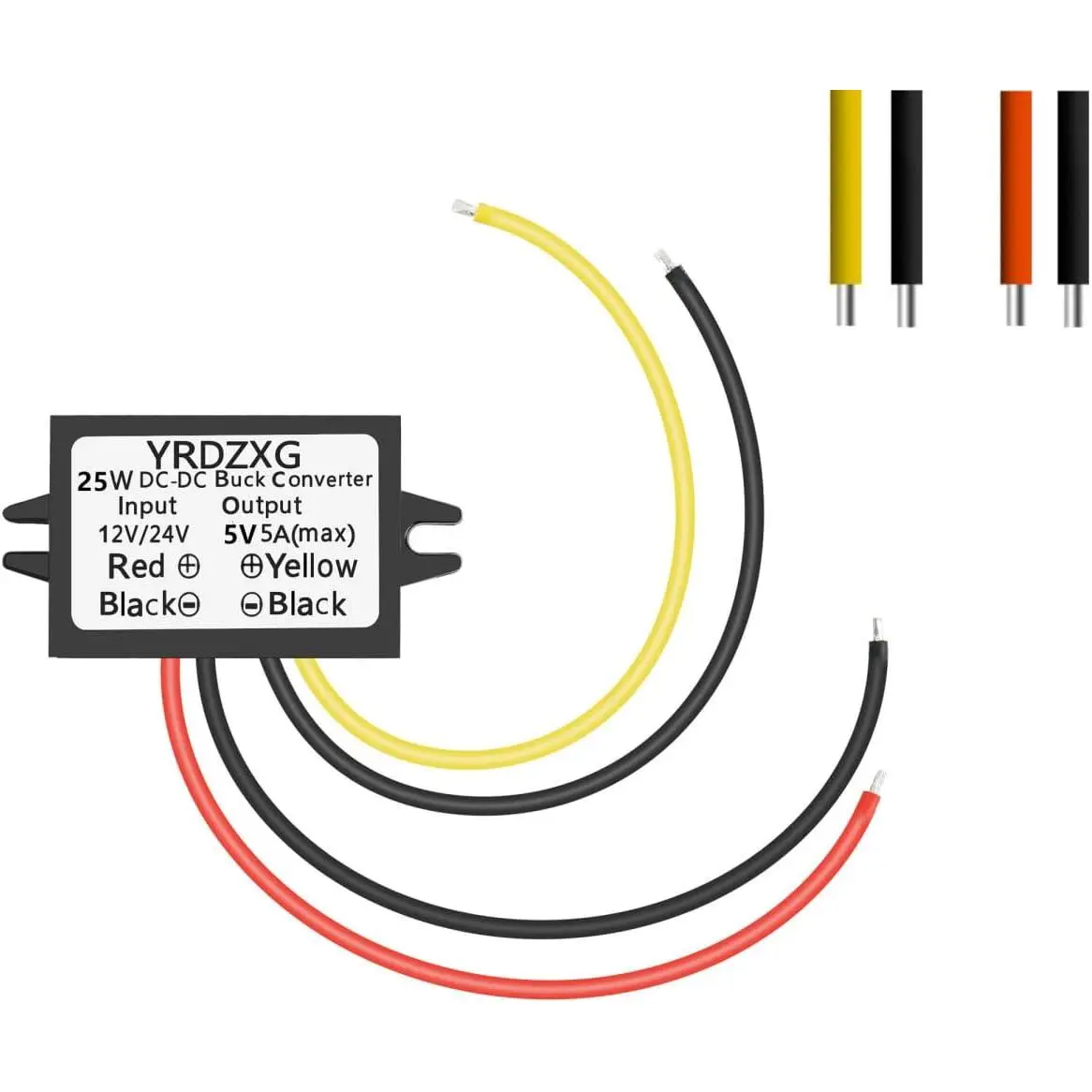 12V/24V to 5V 5A (Max) 25W Buck Converter Power Regulator for Trucks, Golf Carts, LED Vehicle Displays
